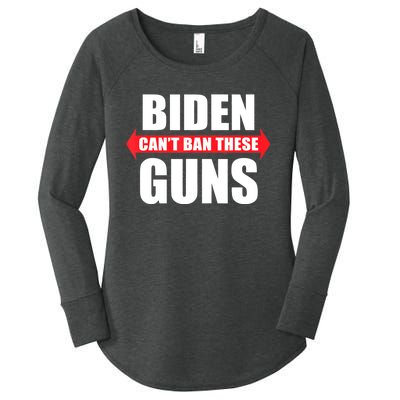 Funny Muscle Shirt Biden Can't Ban These Guns Anti Biden Women's Perfect Tri Tunic Long Sleeve Shirt