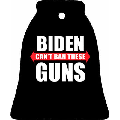 Funny Muscle Shirt Biden Can't Ban These Guns Anti Biden Ceramic Bell Ornament