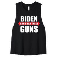 Funny Muscle Shirt Biden Can't Ban These Guns Anti Biden Women's Racerback Cropped Tank