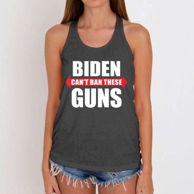 Funny Muscle Shirt Biden Can't Ban These Guns Anti Biden Women's Knotted Racerback Tank