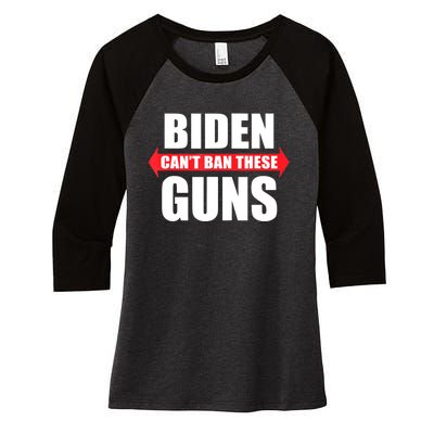 Funny Muscle Shirt Biden Can't Ban These Guns Anti Biden Women's Tri-Blend 3/4-Sleeve Raglan Shirt