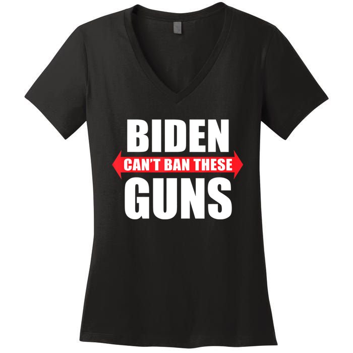 Funny Muscle Shirt Biden Can't Ban These Guns Anti Biden Women's V-Neck T-Shirt