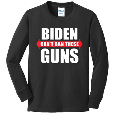 Funny Muscle Shirt Biden Can't Ban These Guns Anti Biden Kids Long Sleeve Shirt