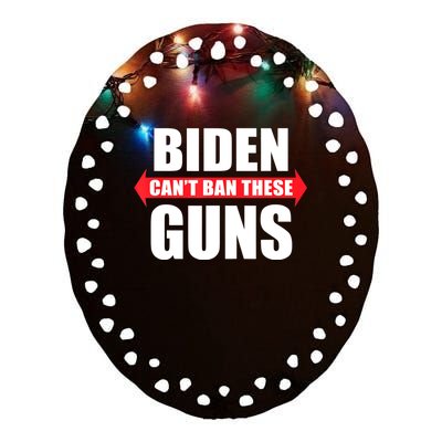 Funny Muscle Shirt Biden Can't Ban These Guns Anti Biden Ceramic Oval Ornament