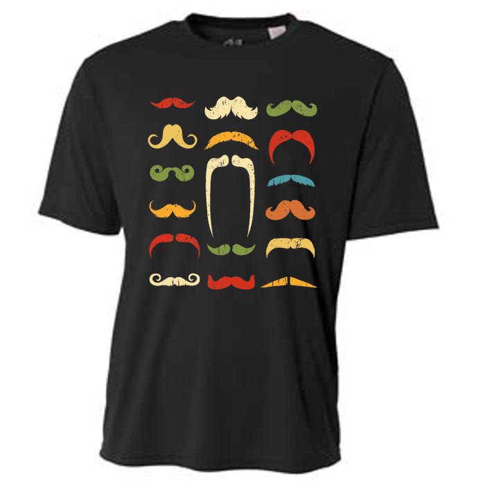 Funny Mustache Styles Retro Hipster Mustache Cooling Performance Crew T-Shirt