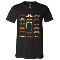 Funny Mustache Styles Retro Hipster Mustache V-Neck T-Shirt