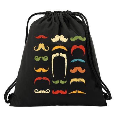 Funny Mustache Styles Retro Hipster Mustache Drawstring Bag