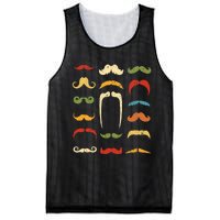 Funny Mustache Styles Retro Hipster Mustache Mesh Reversible Basketball Jersey Tank