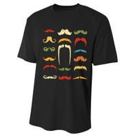 Funny Mustache Styles Retro Hipster Mustache Performance Sprint T-Shirt