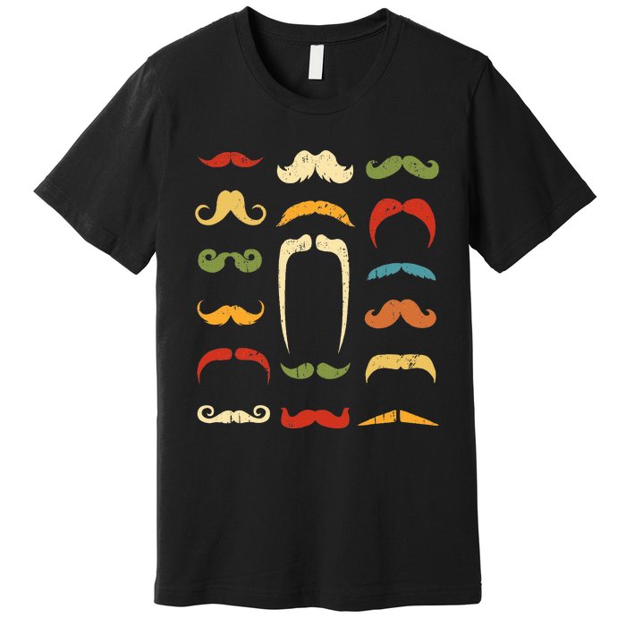 Funny Mustache Styles Retro Hipster Mustache Premium T-Shirt