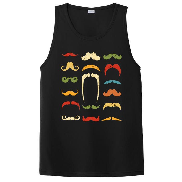 Funny Mustache Styles Retro Hipster Mustache PosiCharge Competitor Tank