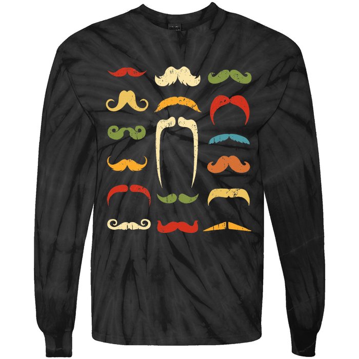 Funny Mustache Styles Retro Hipster Mustache Tie-Dye Long Sleeve Shirt