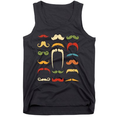 Funny Mustache Styles Retro Hipster Mustache Tank Top