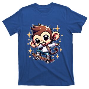 Funny Monkey Skateboarding Meaningful Gift T-Shirt