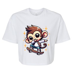 Funny Monkey Skateboarding Meaningful Gift Bella+Canvas Jersey Crop Tee