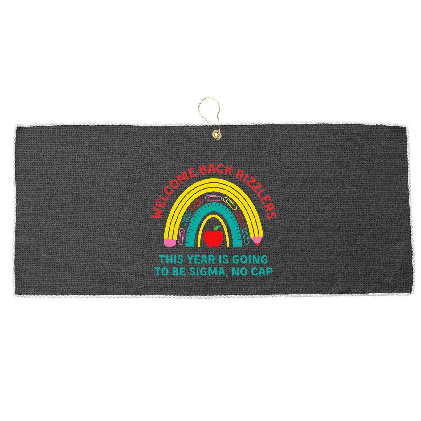Funny Middle School Teacher Back To School Gen Alpha Slang Large Microfiber Waffle Golf Towel