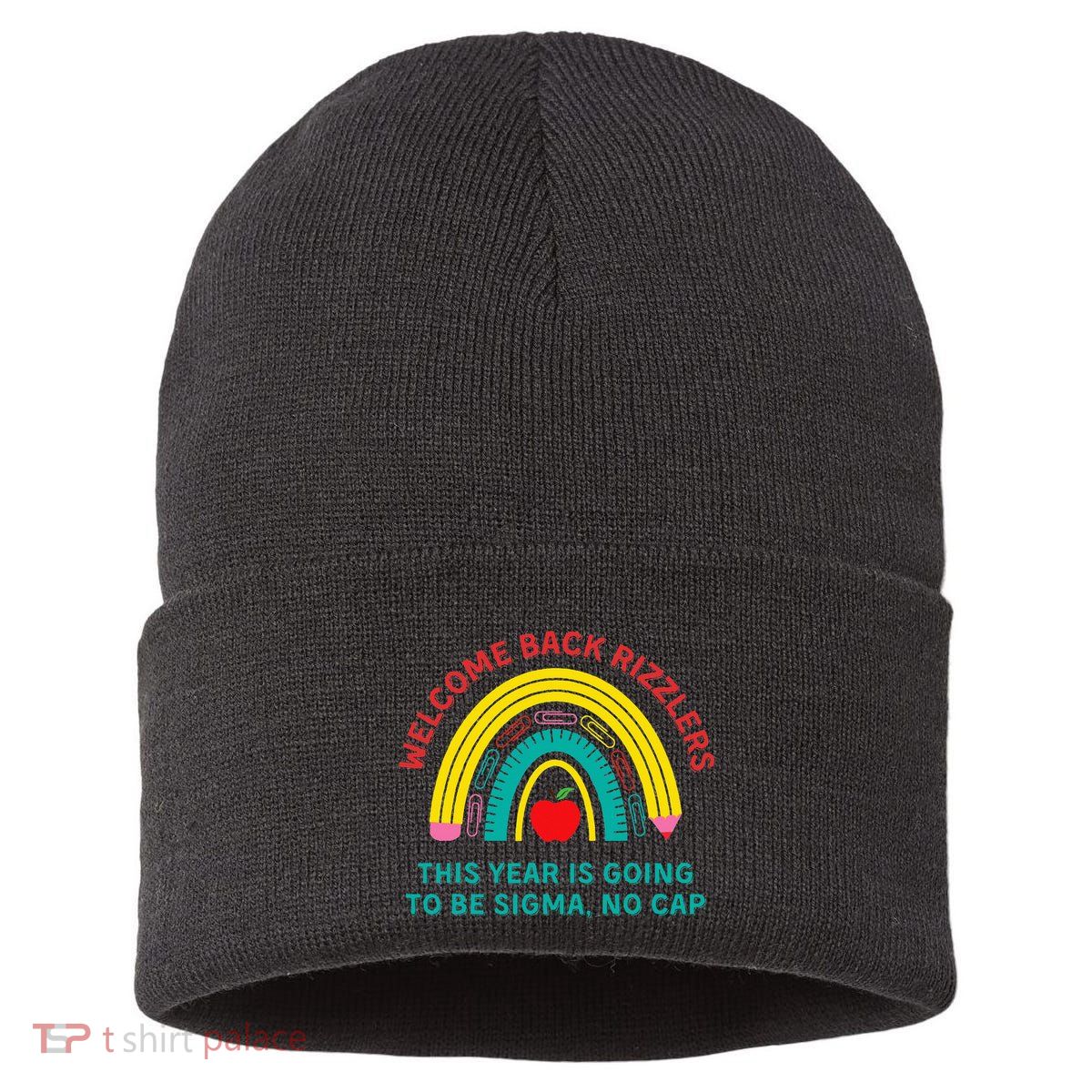 Funny Middle School Teacher Back To School Gen Alpha Slang Sustainable Knit Beanie
