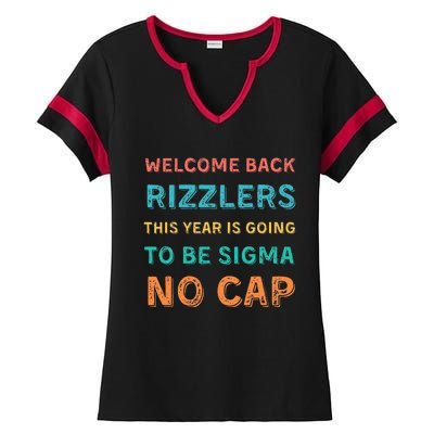 Funny Middle School Teacher Back To School Gen Alpha Slang Ladies Halftime Notch Neck Tee