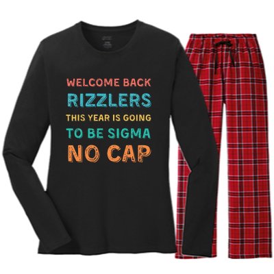 Funny Middle School Teacher Back To School Gen Alpha Slang Women's Long Sleeve Flannel Pajama Set 