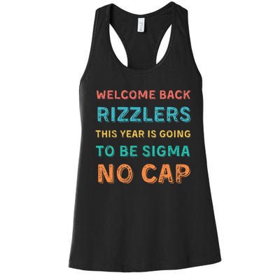 Funny Middle School Teacher Back To School Gen Alpha Slang Women's Racerback Tank