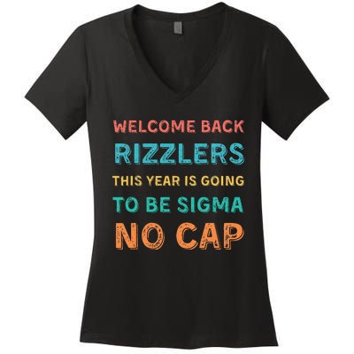 Funny Middle School Teacher Back To School Gen Alpha Slang Women's V-Neck T-Shirt