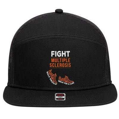 Fight Multiple Sclerosis Ms Awareness Warrior Ribbon 7 Panel Mesh Trucker Snapback Hat