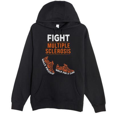 Fight Multiple Sclerosis Ms Awareness Warrior Ribbon Premium Pullover Hoodie
