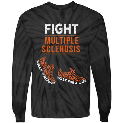 Fight Multiple Sclerosis Ms Awareness Warrior Ribbon Tie-Dye Long Sleeve Shirt