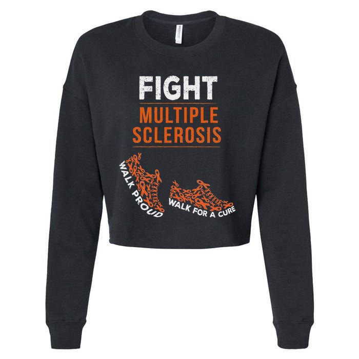 Fight Multiple Sclerosis Ms Awareness Warrior Ribbon Cropped Pullover Crew