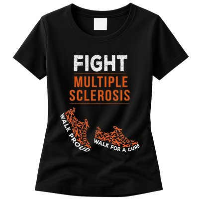 Fight Multiple Sclerosis Ms Awareness Warrior Ribbon Womens T-Shirt
