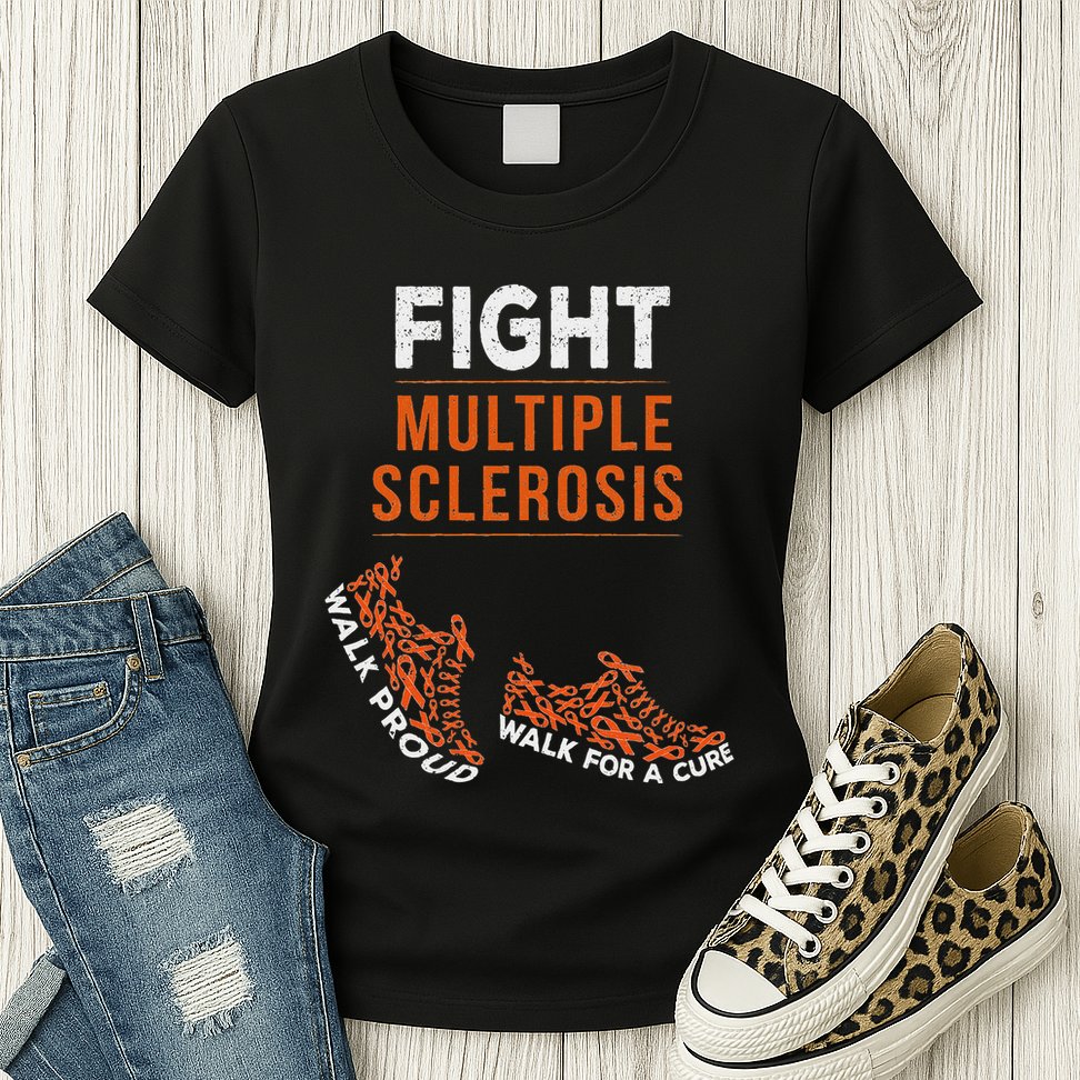 Fight Multiple Sclerosis Ms Awareness Warrior Ribbon Womens T-Shirt