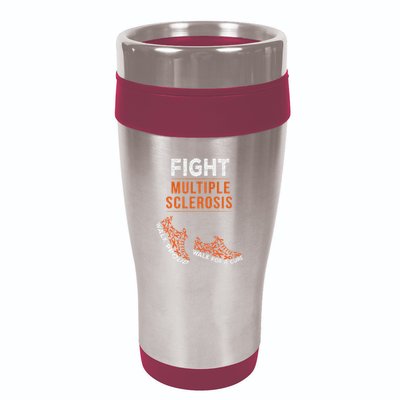 Fight Multiple Sclerosis Ms Awareness Warrior Ribbon 16oz Travel Tumbler