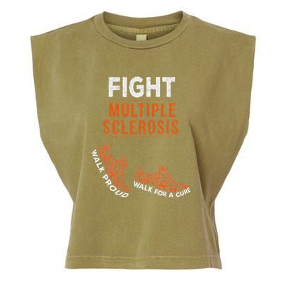 Fight Multiple Sclerosis Ms Awareness Warrior Ribbon Garment-Dyed Women's Muscle Tee