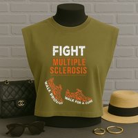 Fight Multiple Sclerosis Ms Awareness Warrior Ribbon Garment-Dyed Women's Muscle Tee