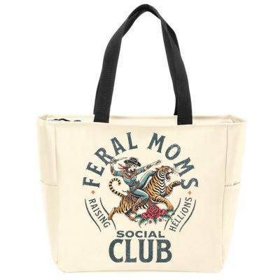 Feral Moms Social Club Trendy Mom Apparel Zip Tote Bag