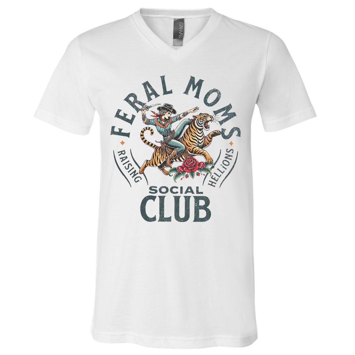 Feral Moms Social Club Trendy Mom Apparel V-Neck T-Shirt