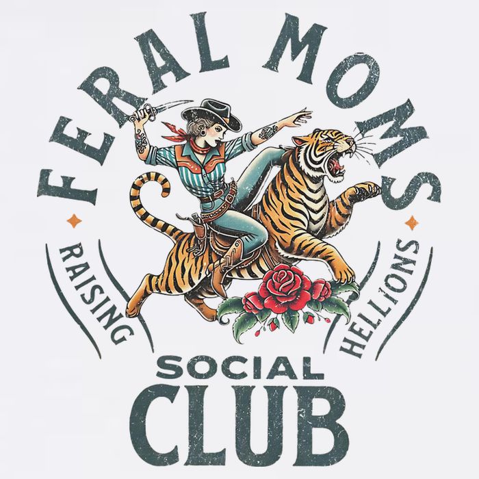 Feral Moms Social Club Trendy Mom Apparel V-Neck T-Shirt
