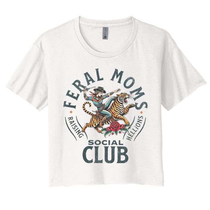 Feral Moms Social Club Trendy Mom Apparel Women's Crop Top Tee