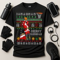 Funny Merry Swishmas Christmas Santa Playing Basketball Cooling Performance Crew T-Shirt