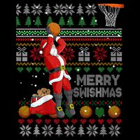 Funny Merry Swishmas Christmas Santa Playing Basketball Cooling Performance Crew T-Shirt