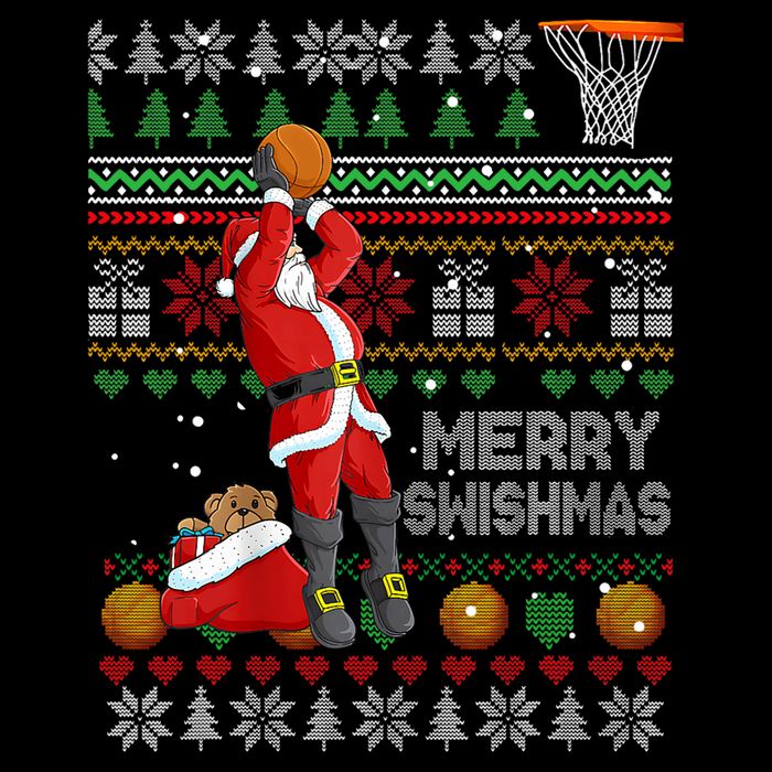 Funny Merry Swishmas Christmas Santa Playing Basketball Backpack