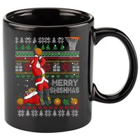 Funny Merry Swishmas Christmas Santa Playing Basketball 11oz C Handle Ceramic Mug