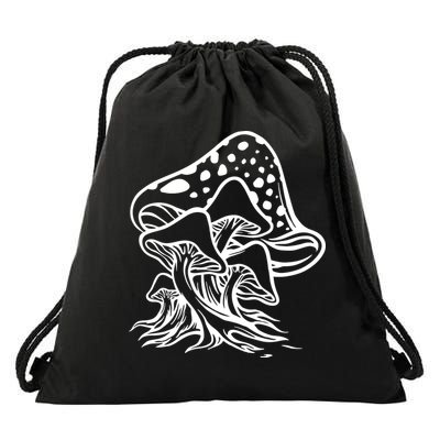 Fungus Mushrooms Silhouette Drawstring Bag