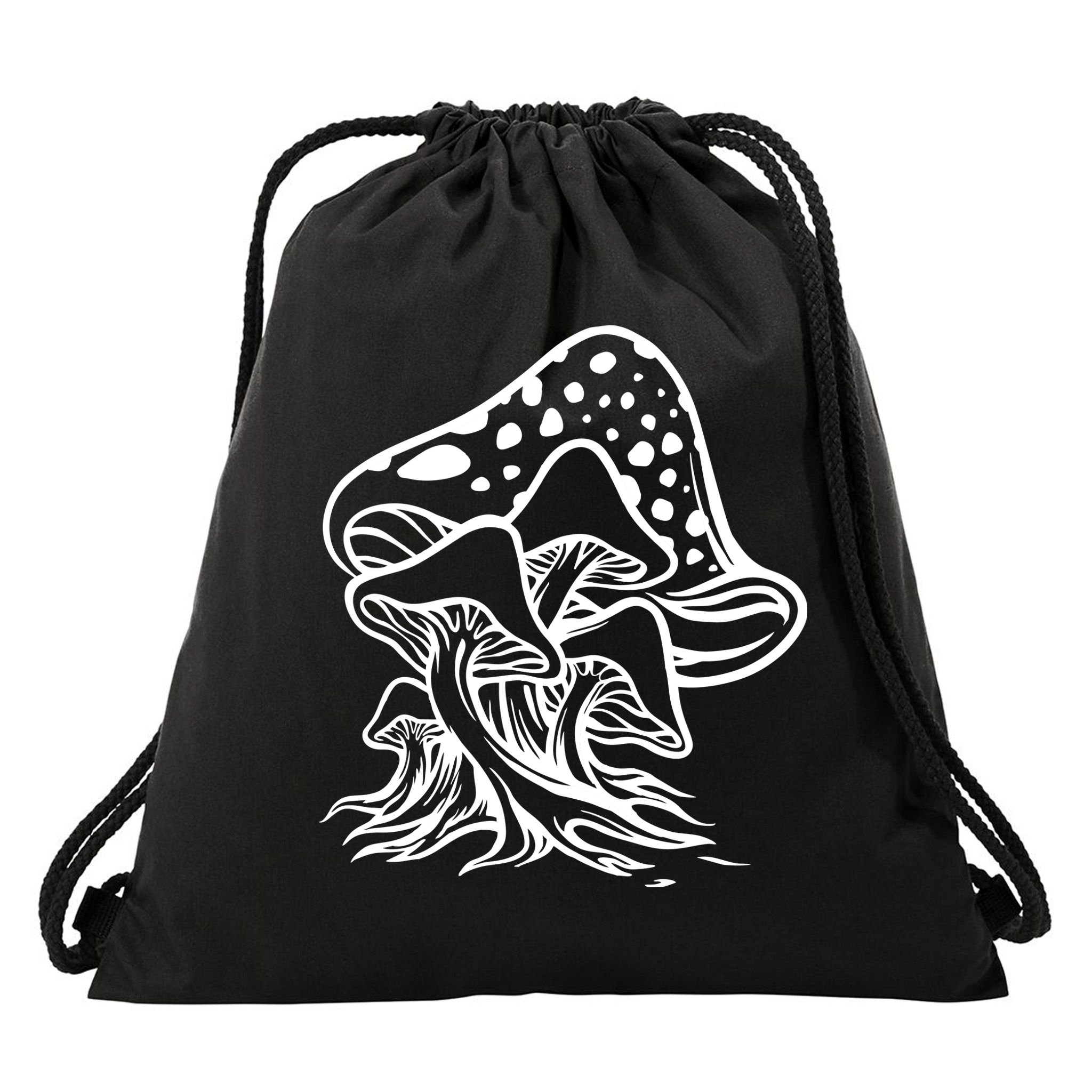 Fungus Mushrooms Silhouette Drawstring Bag
