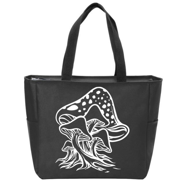 Fungus Mushrooms Silhouette Zip Tote Bag