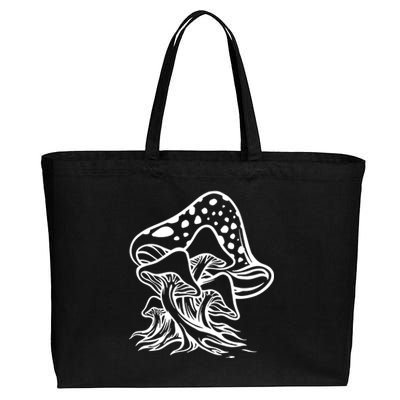 Fungus Mushrooms Silhouette Cotton Canvas Jumbo Tote