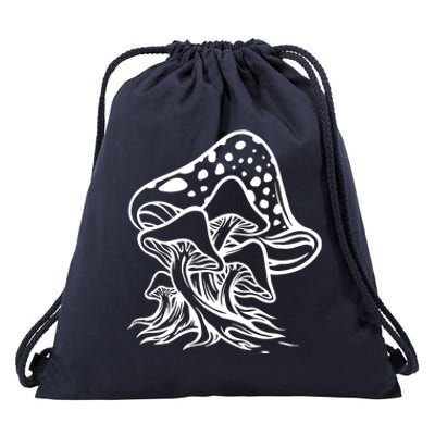 Fungus Mushrooms Silhouette Drawstring Bag