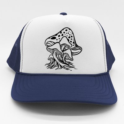 Fungus Mushrooms Silhouette Trucker Hat