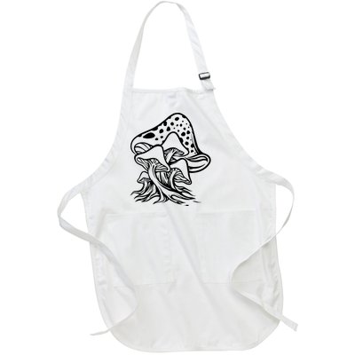 Fungus Mushrooms Silhouette Full-Length Apron With Pockets