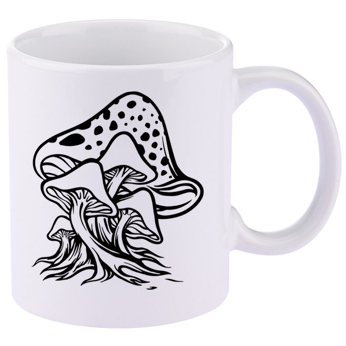 Fungus Mushrooms Silhouette 11oz C Handle Ceramic Mug